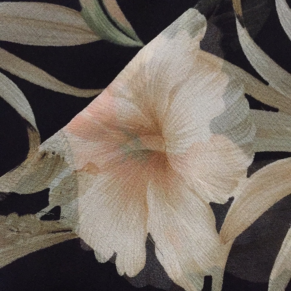Vintage S.L.B. Silk Organza High/Low Floral Asymmetrical Skirt Olive Coral S/P - Picture 5 of 16
